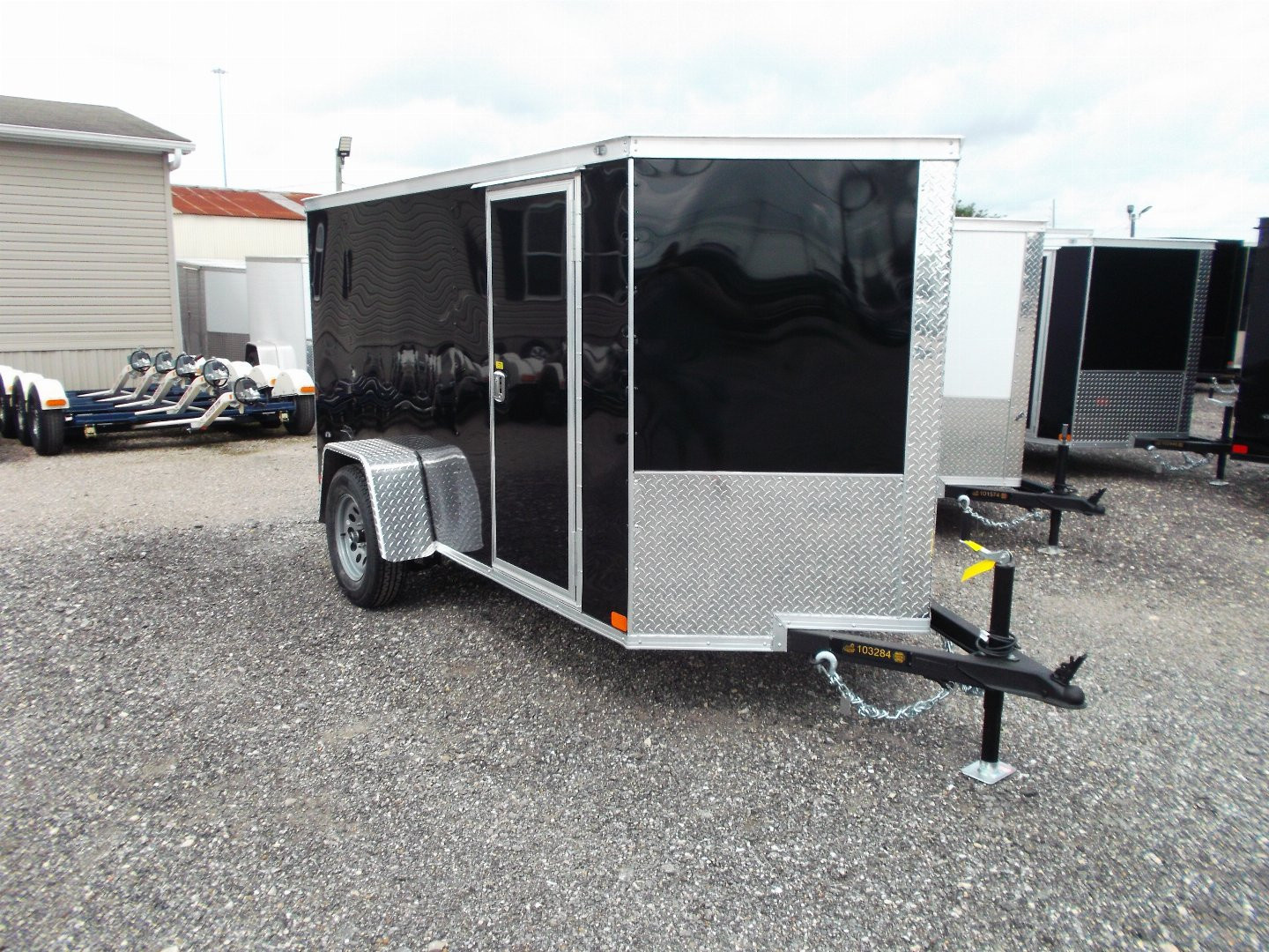 New 2026 Covered Wagon Trailers 5x10 Enclosed Cargo Trailer / Ramp / RV Side Door / Bed Lined Tongue and Frame / .030 Black Exterior
