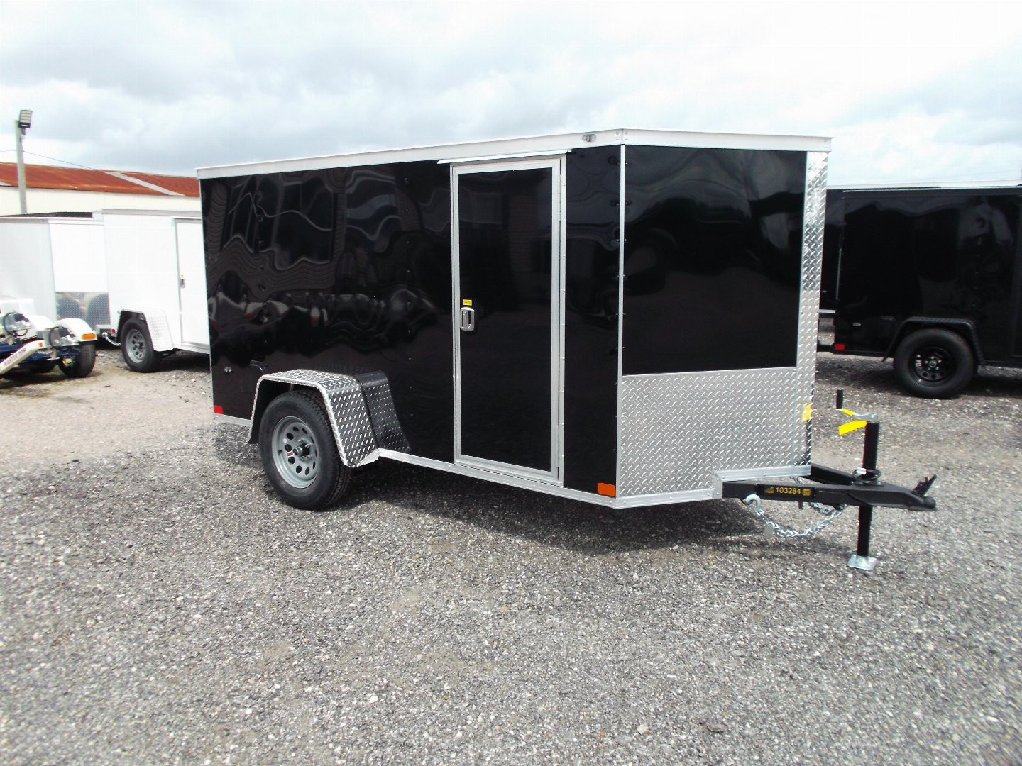 New 2026 Covered Wagon Trailers 5x10 Enclosed Cargo Trailer / Ramp / RV Side Door / Bed Lined Tongue and Frame / .030 Black Exterior