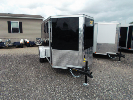 New 2026 Covered Wagon Trailers 5x10 Enclosed Cargo Trailer / Ramp / RV Side Door / Bed Lined Tongue and Frame / .030 Black Exterior