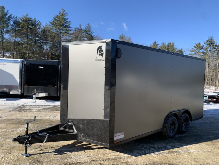 New 2026 SPARTAN 8.5X16 + 2ft V nose/ 7' Int Height/ 16  OC Construction / BLACKOUT/ Ext Tongue/ Polycore - 7000GVW
