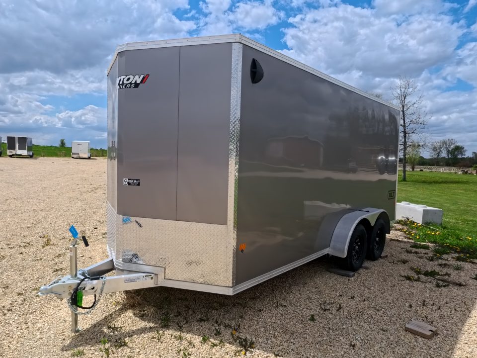 New 2026 Triton 7 x 16 XLT Cargo / Enclosed Trailer With Tandem Spring Axles and Steel Rims