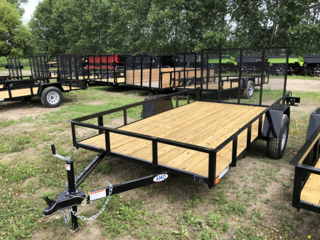 New 2025 AMO 6.4X12 W/ LED Lights and Spring Assist Gate Landscape Trailer
