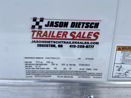 New United 12' UJ V-Nose Enclosed Cargo Trailer