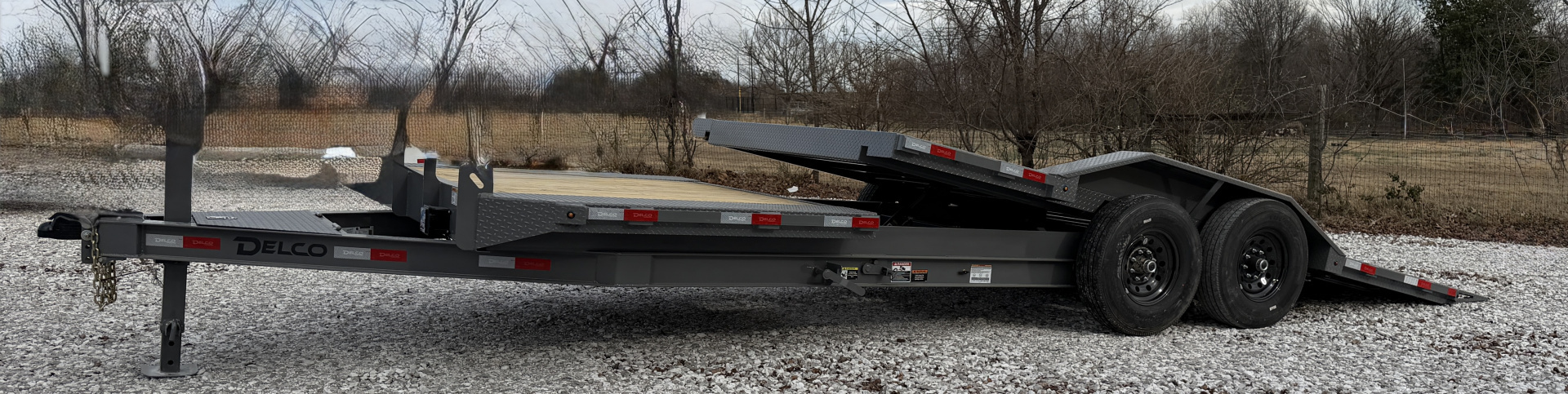 New DELCO 102"X 22' TILT TRAILER DRIVER OVER FENDERS W/ 14PLY Tilt Trailer