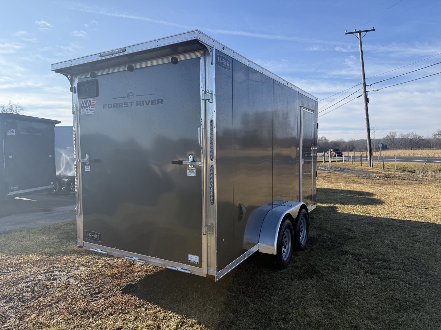 New 2026 7 X 19 Lightning 2 Place Enclosed Snowmobile Trailer Tandem Axle with 7ft Interior - Plain Model