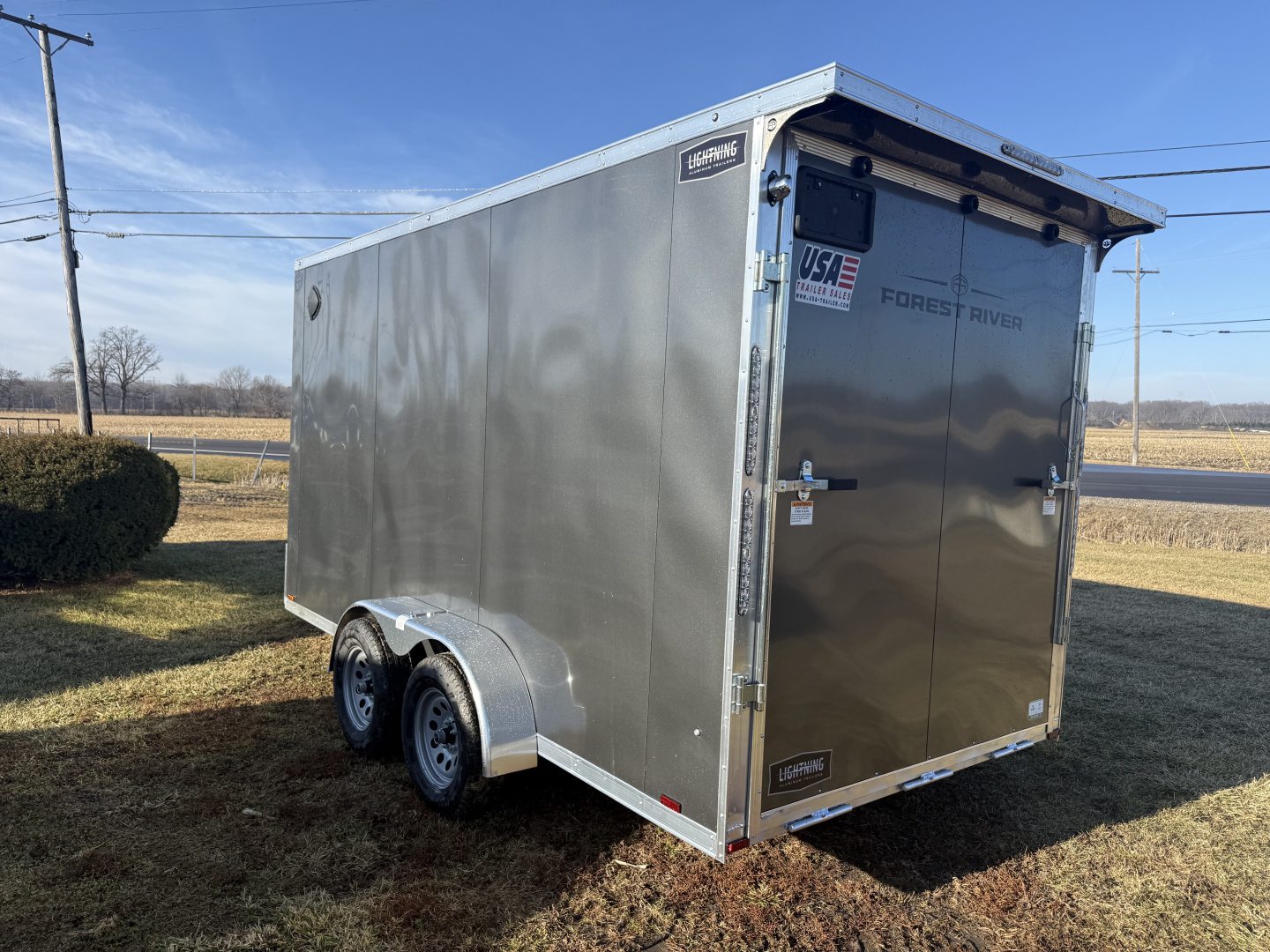 New 2026 7 X 19 Lightning 2 Place Enclosed Snowmobile Trailer Tandem Axle with 7ft Interior - Plain Model