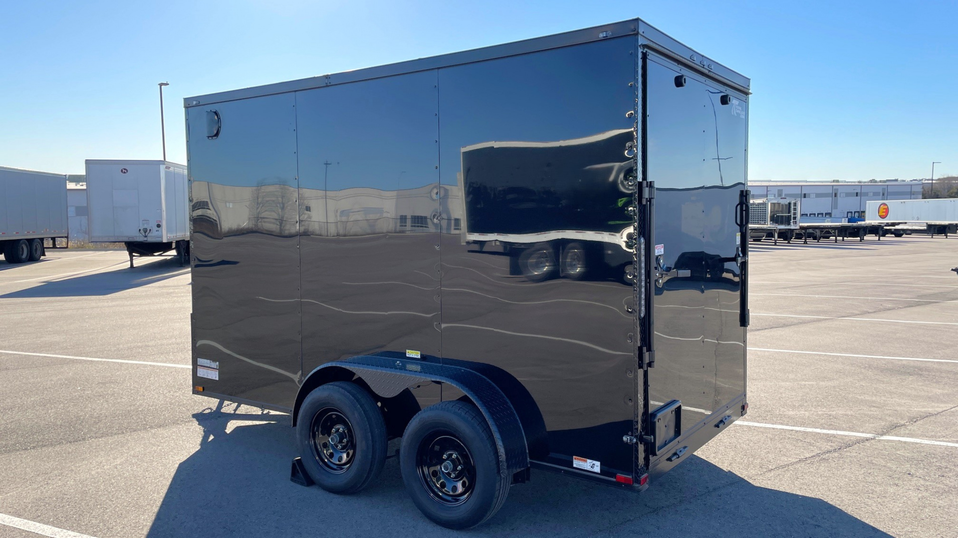 New 6x12 Enclosed BLACKOUT Cargo Trailer: 7' Height,.080 , 7k GVWR, Ramp Door