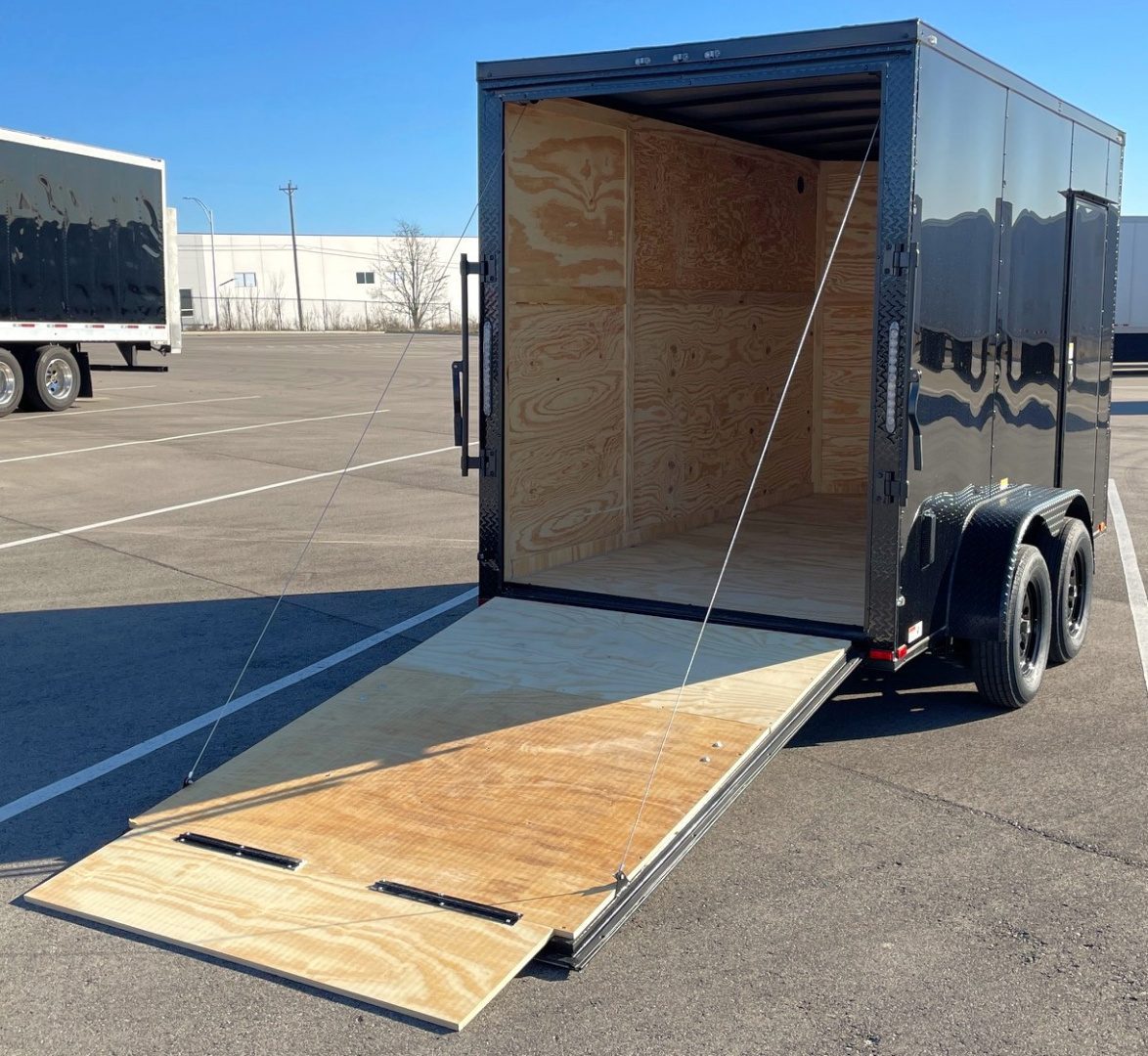 New 6x12 Enclosed BLACKOUT Cargo Trailer: 7' Height,.080 , 7k GVWR, Ramp Door