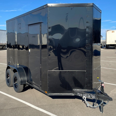 New 7x12 Enclosed BLACKOUT Cargo Trailer: 7' Height,.080 , 7k GVWR, Ramp Door