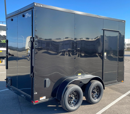 New 6x12 Enclosed BLACKOUT Cargo Trailer: 7' Height,.080 , 7k GVWR, Ramp Door
