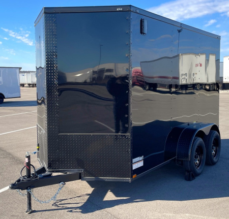 New 6x12 Enclosed BLACKOUT Cargo Trailer: 7' Height,.080 , 7k GVWR, Ramp Door