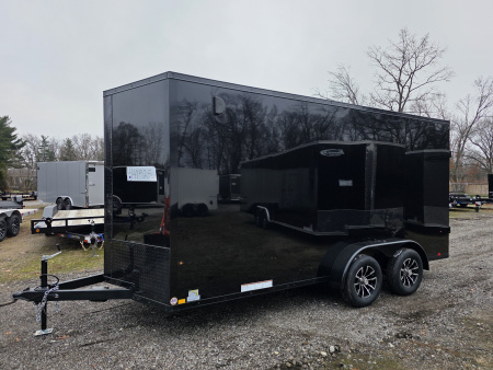 New 2026 Look Trailers 7x16 7' INSIDE 080 SCREWLESS BLACKOUT DRINGS ALUM WHEELS SXS UTV GOLFCART Cargo / Enclosed Trailer