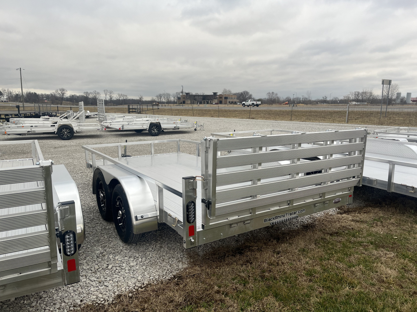 New 2026 Black Rhino 7K 7'x14' Tandem Axle w/ Bifold Gate Aluminum Utility Trailer