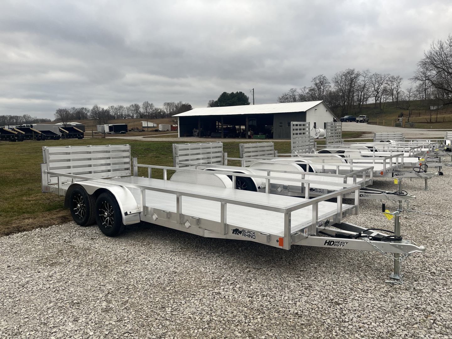 New 2026 Black Rhino 7K 7'x18' Tandem Axle w/ Bifold Gate Aluminum Utility Trailer