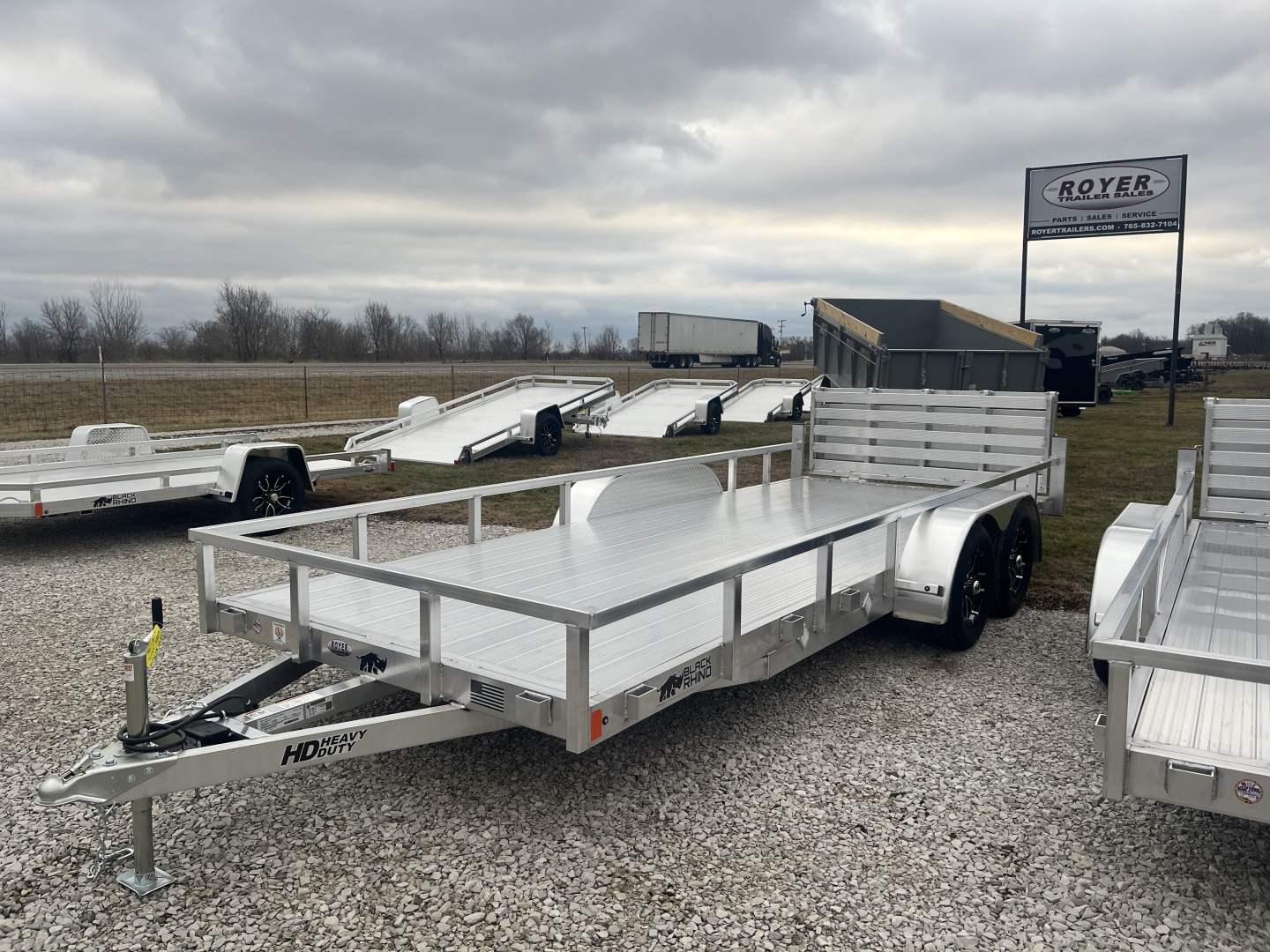 New 2026 Black Rhino 7K 7'x18' Tandem Axle w/ Bifold Gate Aluminum Utility Trailer