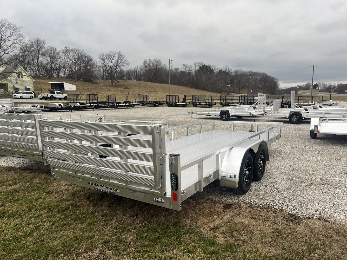 New 2026 Black Rhino 7K 7'x18' Tandem Axle w/ Bifold Gate Aluminum Utility Trailer