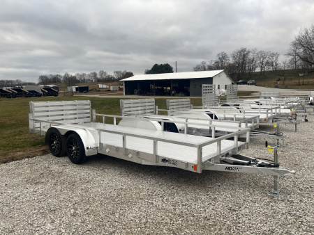 New 2026 Black Rhino 7K 7'x18' Tandem Axle w/ Bifold Gate Aluminum Utility Trailer