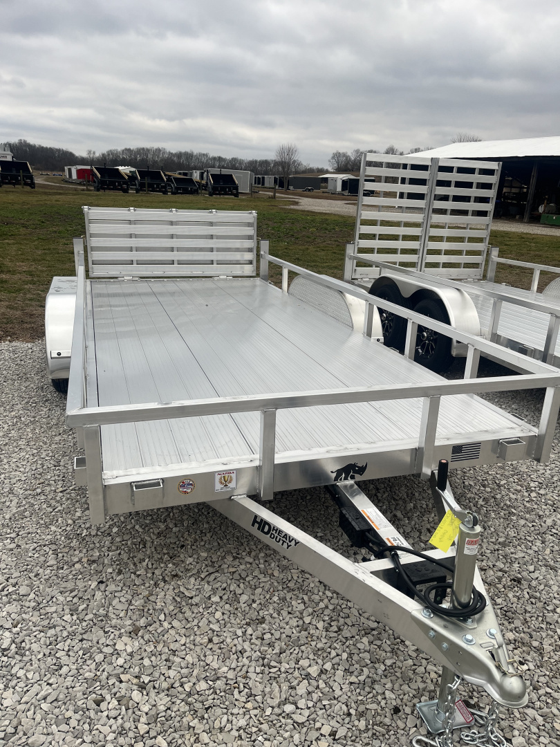 New 2026 Black Rhino 7K 7'x16' Tandem Axle w/ Bifold Gate Aluminum Utility Trailer