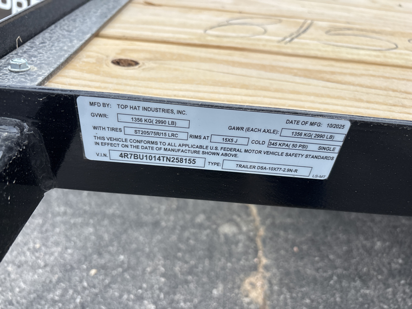 New 2026 Top Hat DSA Utility Trailer