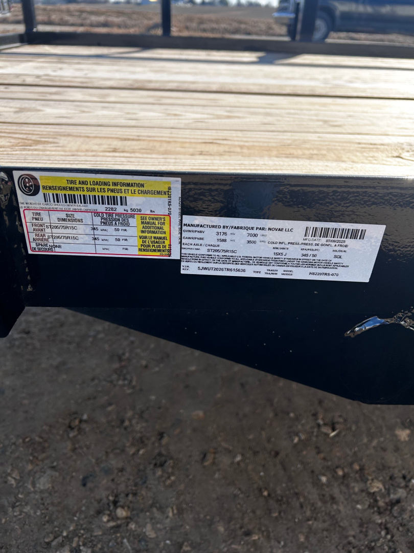 New 2026 H&H Trailers 82"X20' Rail Side Utility 7k gvwr Utility Trailer