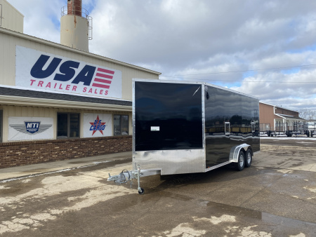 New 2026 Lightning Trailers 7.5x23 Aluminum 3-Place W/7Ft Height, Radar Pkg, & Rear Spoiler Snowmobile Trailer