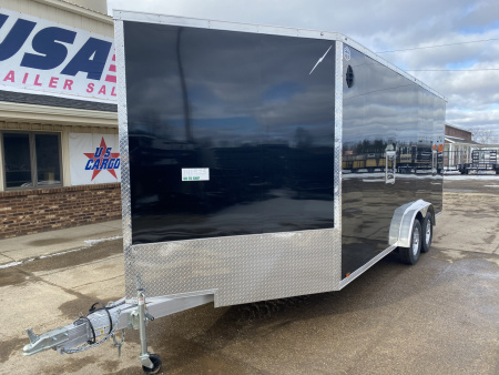 New 2026 Lightning Trailers 7.5x23 Aluminum 3-Place W/7Ft Height, Radar Pkg, & Rear Spoiler Snowmobile Trailer