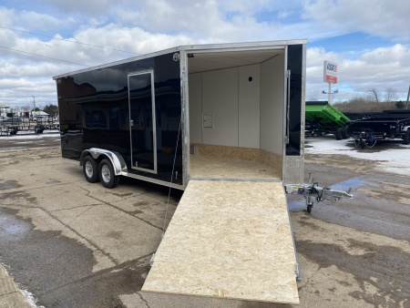 New 2026 Lightning Trailers 7.5x23 Aluminum 3-Place W/7Ft Height, Radar Pkg, & Rear Spoiler Snowmobile Trailer