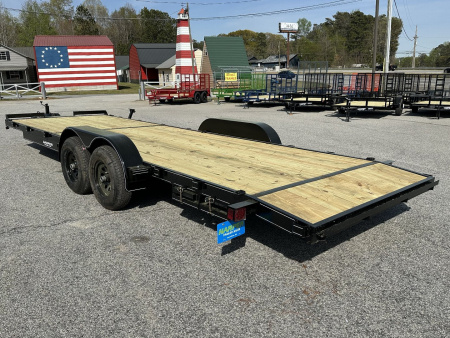 New 2026 24FT 10K WOOD FLOOR DELUXE CAR HAULER WITH 2 BRAKE AXLES