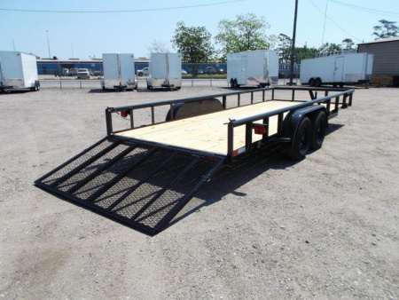 New 2026 J&C Trailers 83x20 Utility Trailer / Lowboy Trailer / 4ft Ramp Gate / Electric Brakes / Pipetop
