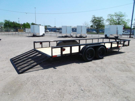 New 2026 J&C Trailers 83x20 Utility Trailer / Lowboy Trailer / 4ft Ramp Gate / Electric Brakes / Pipetop