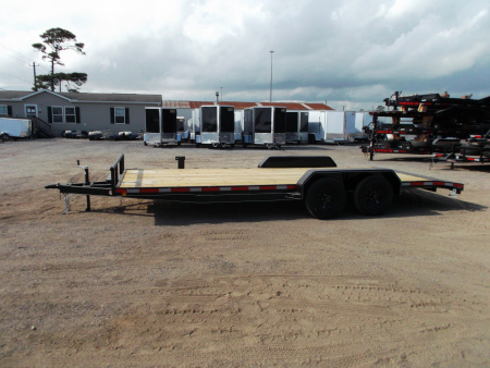 New 2026 J&C Trailers 83x20 7K Car Hauler / Racing Trailer / 2ft Steel Dovetail / 5ft Stow Away Ramps / Electric Brakes / LED Lights / Winch Plate