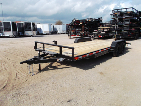 New 2026 J&C Trailers 83x20 7K Car Hauler / Racing Trailer / 2ft Steel Dovetail / 5ft Stow Away Ramps / Electric Brakes / LED Lights / Winch Plate