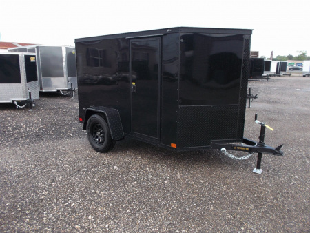 New 2026 Covered Wagon Trailers 5x8 Cargo Trailer / Enclosed Trailer / Ramp / Side Door / .030 Black Semi-Screwless Exterior / Bed Lined Tongue and Frame / Black Out Package