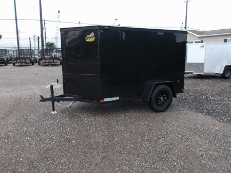 New 2026 Covered Wagon Trailers 5x8 Cargo Trailer / Enclosed Trailer / Ramp / Side Door / .030 Black Semi-Screwless Exterior / Bed Lined Tongue and Frame / Black Out Package