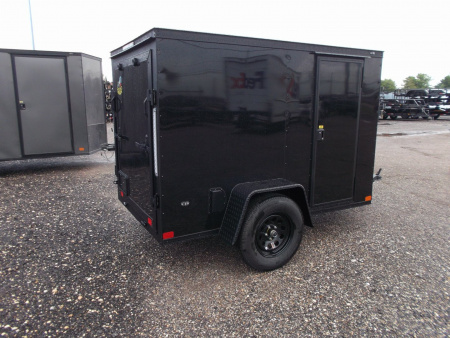 New 2026 Covered Wagon Trailers 5x8 Cargo Trailer / Enclosed Trailer / Ramp / Side Door / .030 Black Semi-Screwless Exterior / Bed Lined Tongue and Frame / Black Out Package