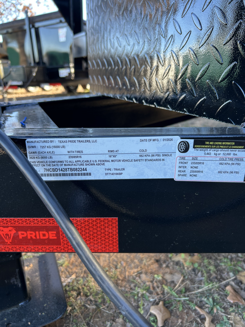 New 2026 Texas Pride Trailers 7x14x3 Tandem Axles Dump Trailer- UPGRADES!