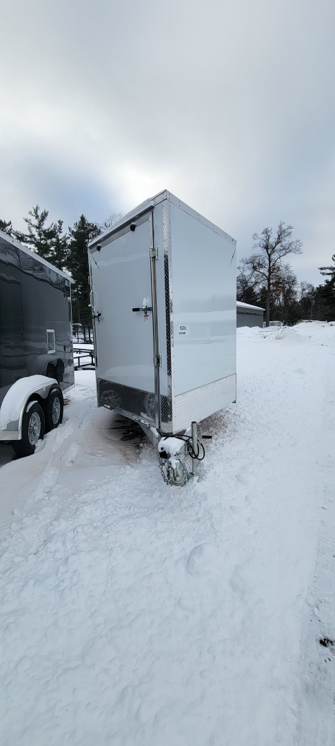 New 2026 Lightning Trailers 7X23 3 PLACE WHITE 7K Snowmobile Trailer