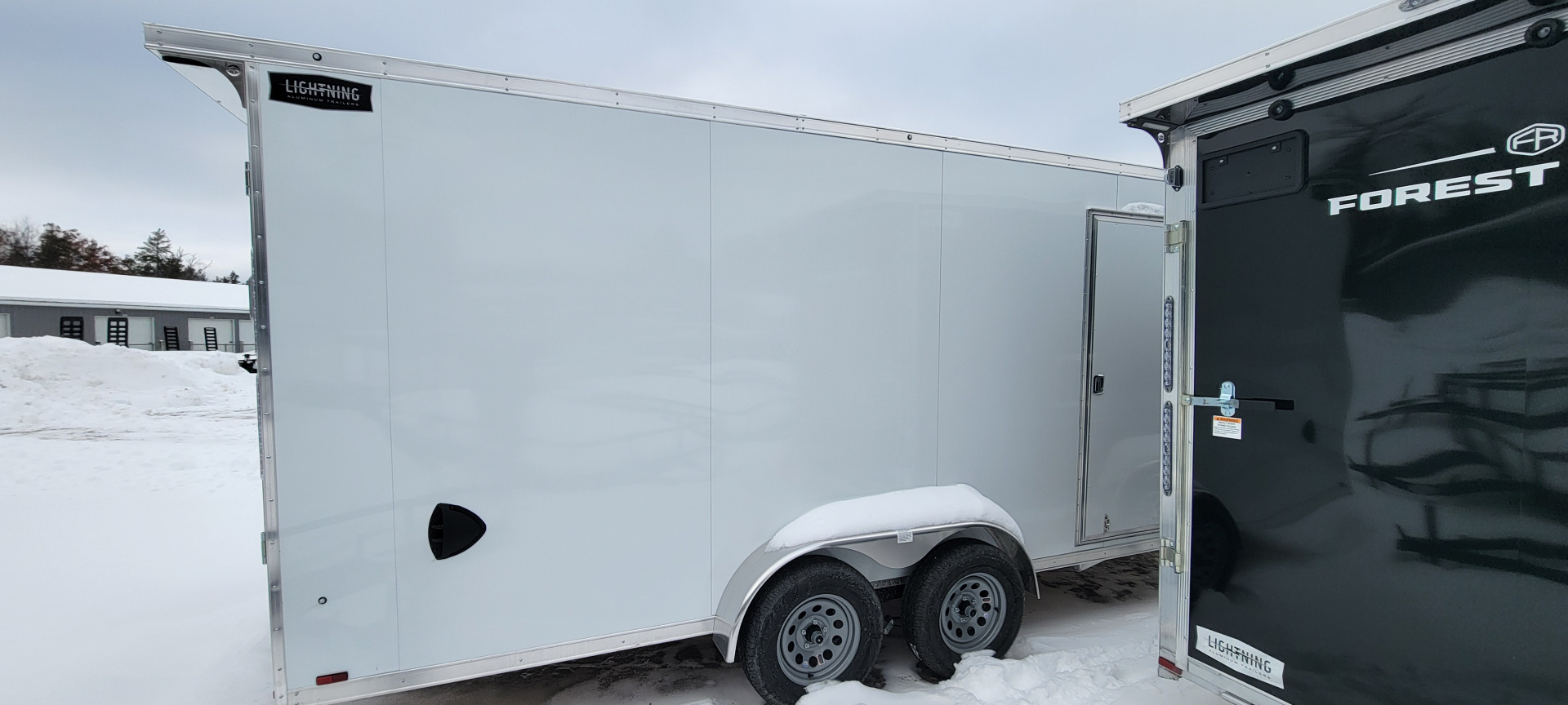 New 2026 Lightning Trailers 7X23 3 PLACE WHITE 7K Snowmobile Trailer