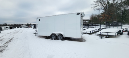 New 2026 Lightning Trailers 7X23 3 PLACE WHITE 7K Snowmobile Trailer
