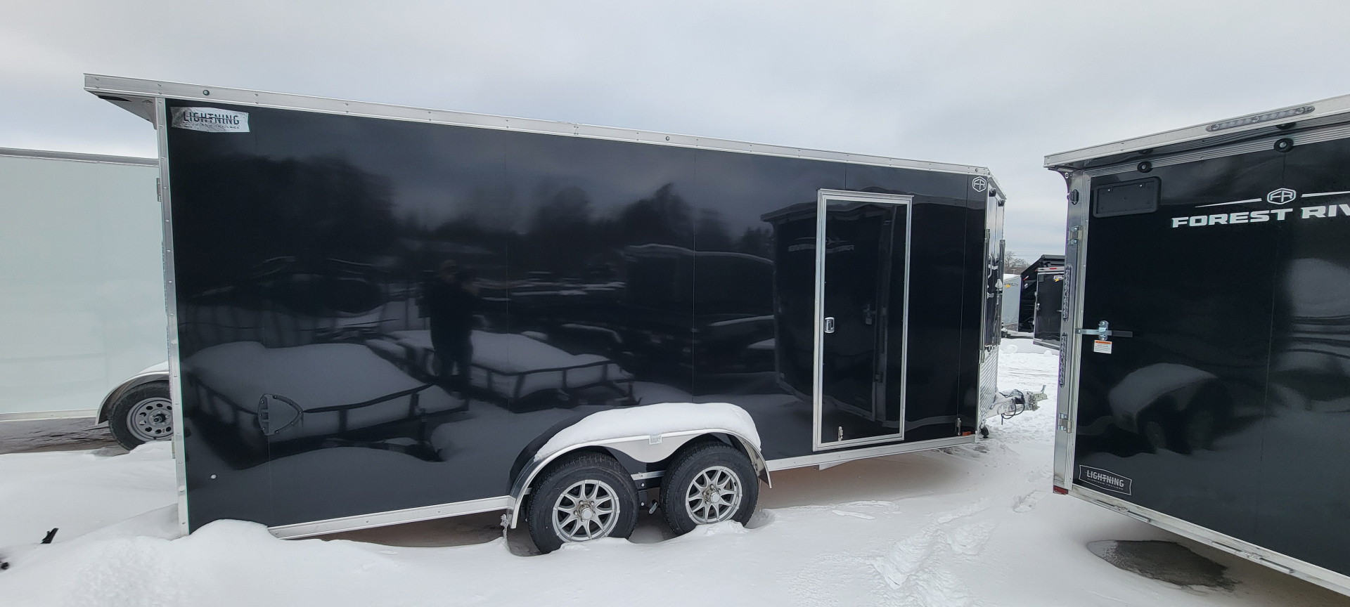 New 2026 Lightning Trailers 7X23 BLACK 7' TALL 7K Snowmobile Trailer