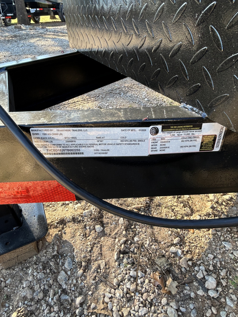 New 2026 Texas Pride Trailers 7x16x3 Tandem Axles Dump Trailer