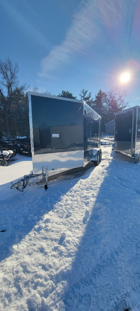 New 2026 Lightning Trailers 7X19 BLACK 7' TALL 7K Snowmobile Trailer