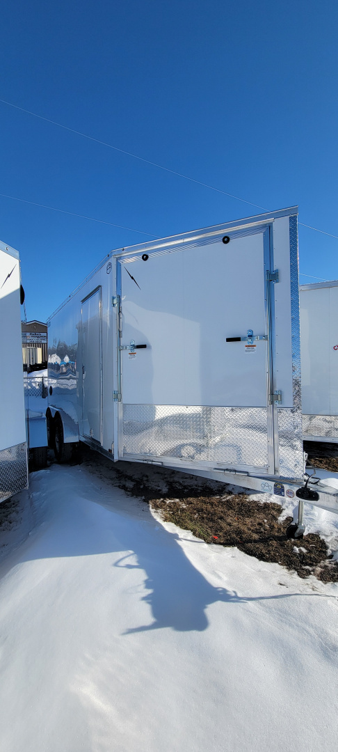 New 2026 Lightning Trailers 7X19 WHITE 7' TALL 7K Snowmobile Trailer
