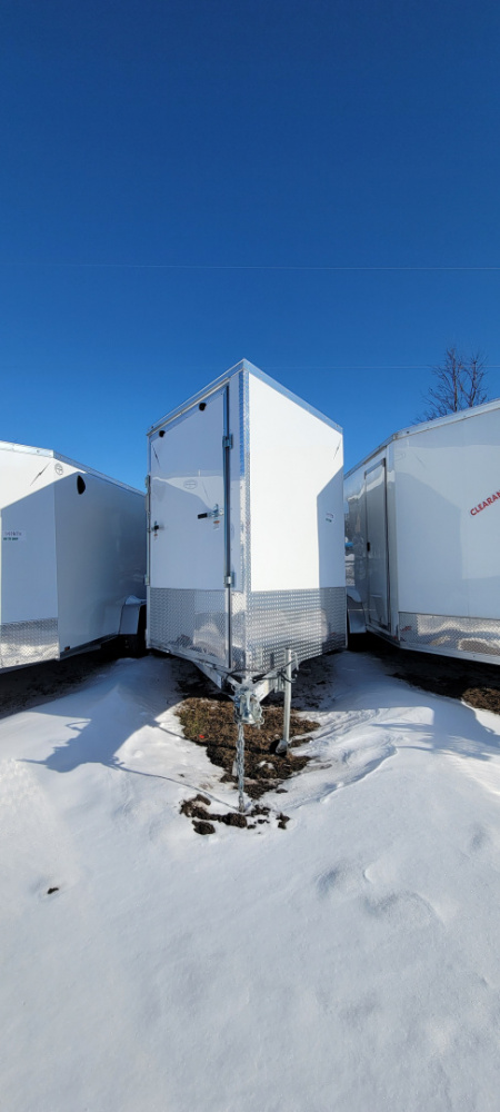 New 2026 Lightning Trailers 7X19 WHITE 7' TALL 7K Snowmobile Trailer