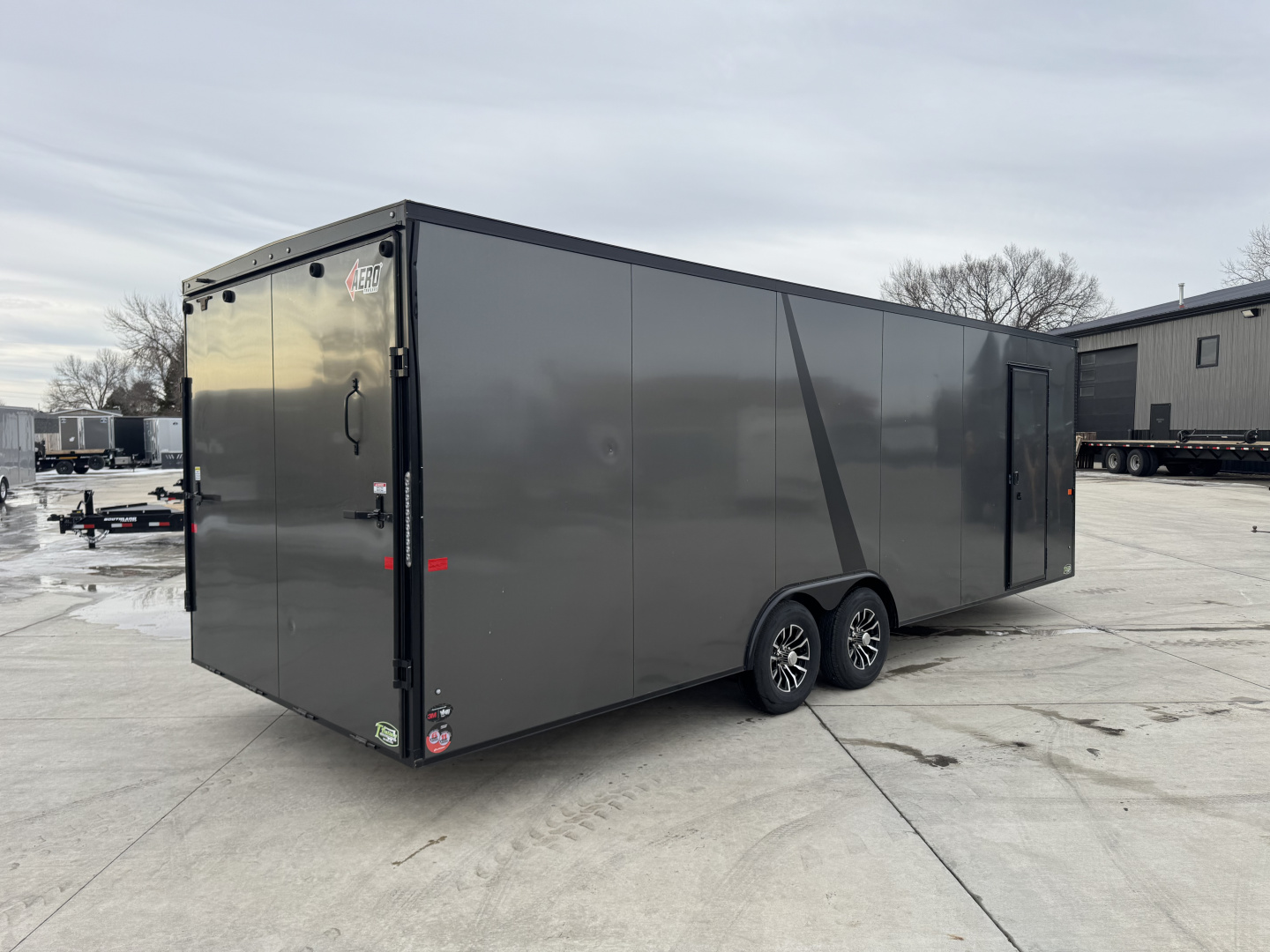 Used USED 2025 AERO 8.5x24 +2’V 7' TALL BLACKOUT  EDITION - QUALITY Enclosed Rear Ramp Car Hauler Cargo Trailer