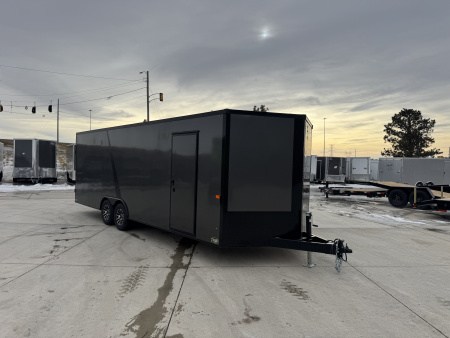 Used USED 2025 AERO 8.5x24 +2’V 7' TALL BLACKOUT  EDITION - QUALITY Enclosed Rear Ramp Car Hauler Cargo Trailer