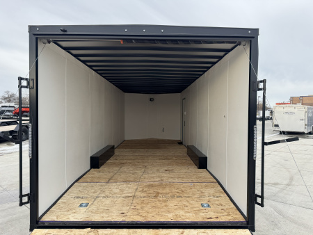 Used USED 2025 AERO 8.5x24 +2’V 7' TALL BLACKOUT  EDITION - QUALITY Enclosed Rear Ramp Car Hauler Cargo Trailer