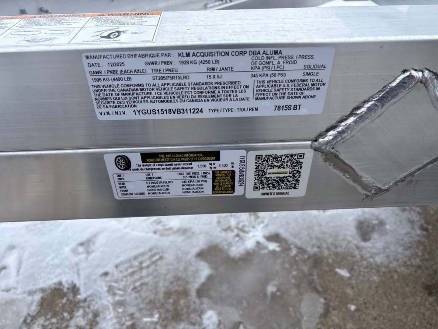 New 2027 Aluma 7815S-EL-BT Utility Trailer