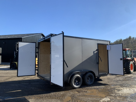 New 2026 Spartan 7X14 +2ft V-nose/ 7' interior height / Polycore Exterior / 16" OC Construction/ Barn Door- 7000GVW