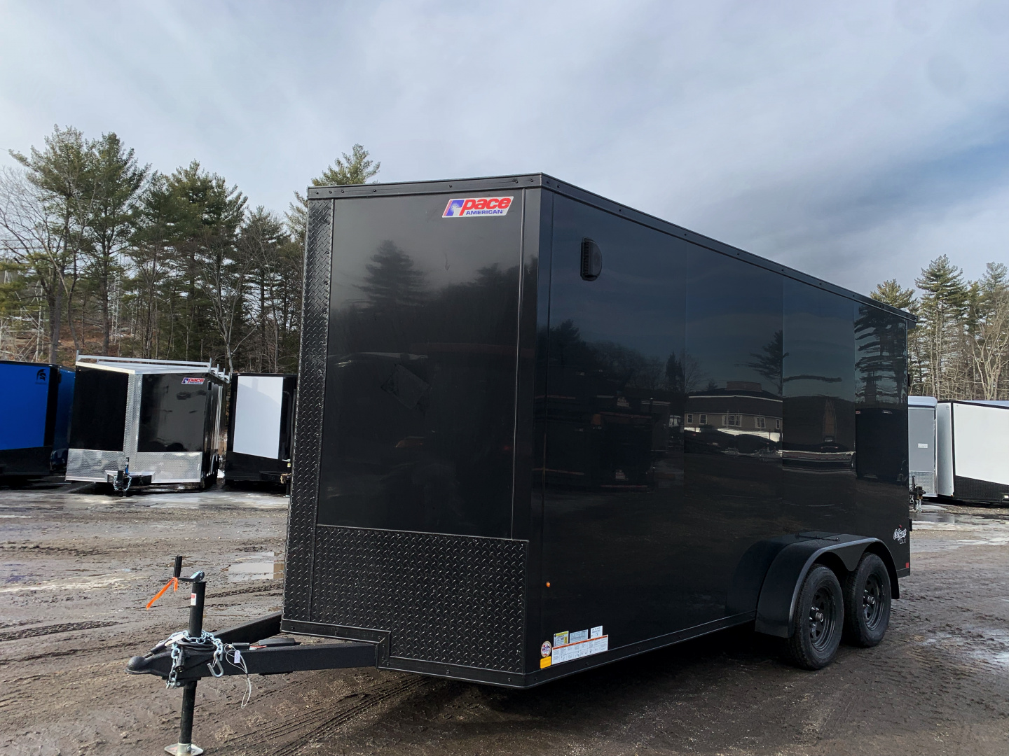 New 2026 Pace American 7x16 + 2ft V nose/ Rear Spoiler/ Polycore / Blackout - 7000GVW